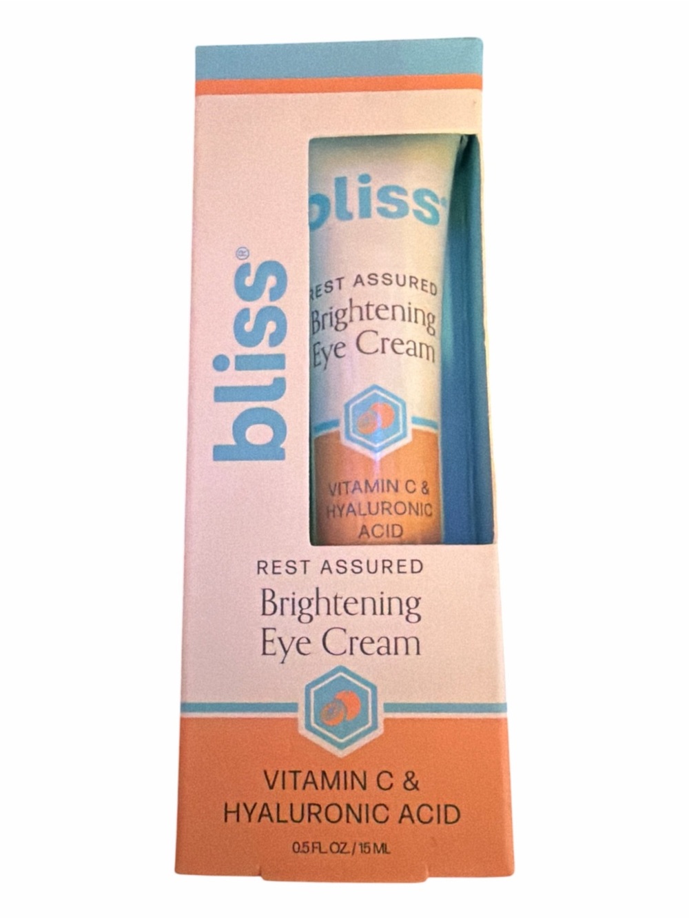 Bliss Rest Assured Brightening Eye Cream with Vitamin C & Hyaluronic Acid 0.5oz
